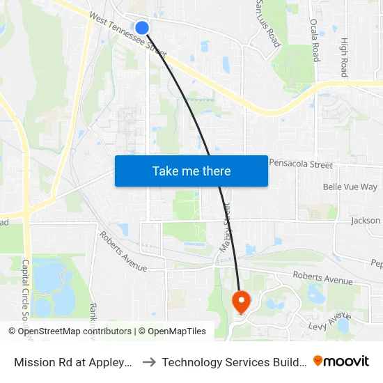 Mission Rd at Appleyard Dr Sb to Technology Services Building (Elbit) map