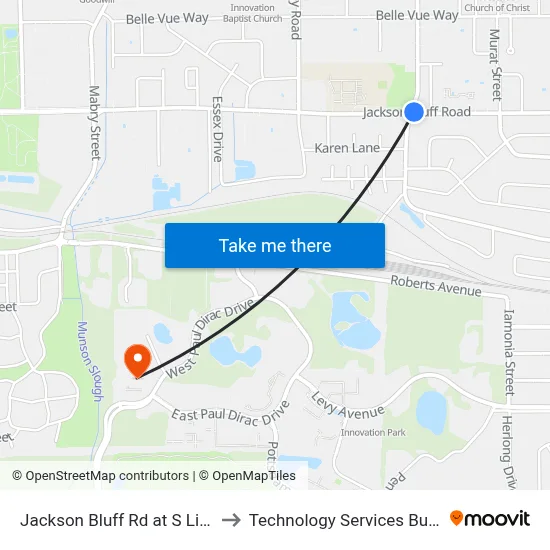 Jackson Bluff Rd at S Lipona Rd Wb to Technology Services Building (Elbit) map