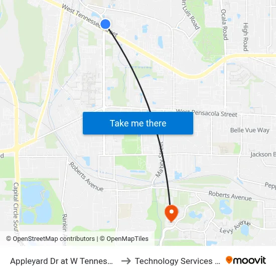 Appleyard Dr at W Tennessee St Nb Far Side to Technology Services Building (Elbit) map