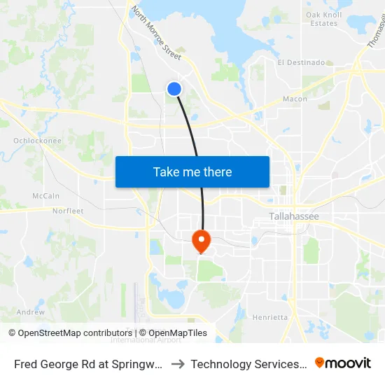 Fred George Rd at Springwood Elementary Nb to Technology Services Building (Elbit) map