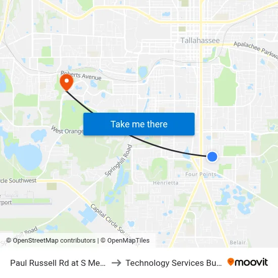 Paul Russell Rd at S Meridian St Wb to Technology Services Building (Elbit) map