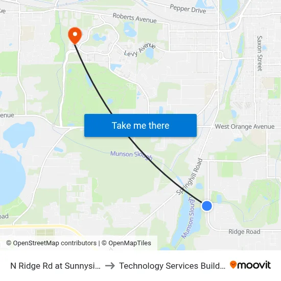 N Ridge Rd at Sunnyside Dr Sb to Technology Services Building (Elbit) map