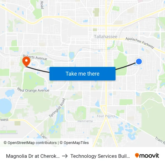 Magnolia Dr at Cherokee Dr Nb to Technology Services Building (Elbit) map