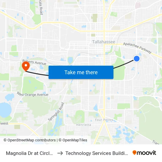 Magnolia Dr at Circle Dr Nb to Technology Services Building (Elbit) map