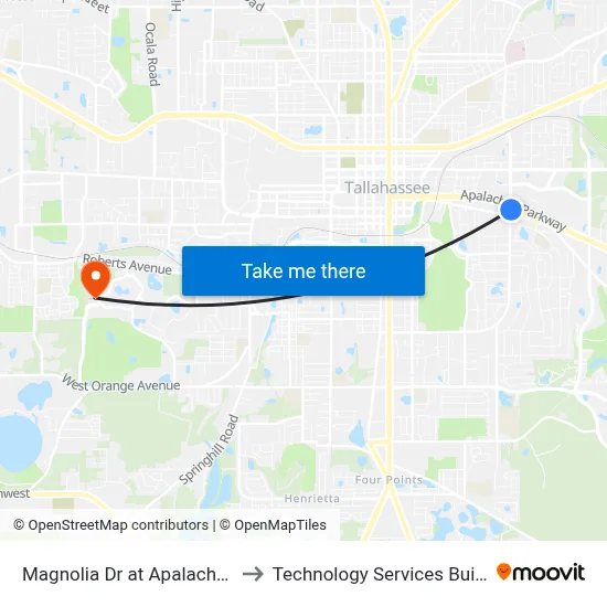 Magnolia Dr at Apalachee Pkwy Nb to Technology Services Building (Elbit) map