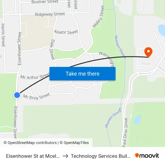 Eisenhower St at Mcelroy St Nb to Technology Services Building (Elbit) map