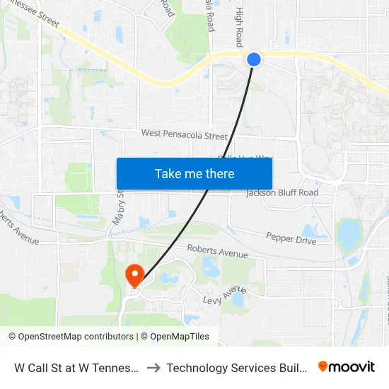 W Call St at W Tennessee St Eb to Technology Services Building (Elbit) map