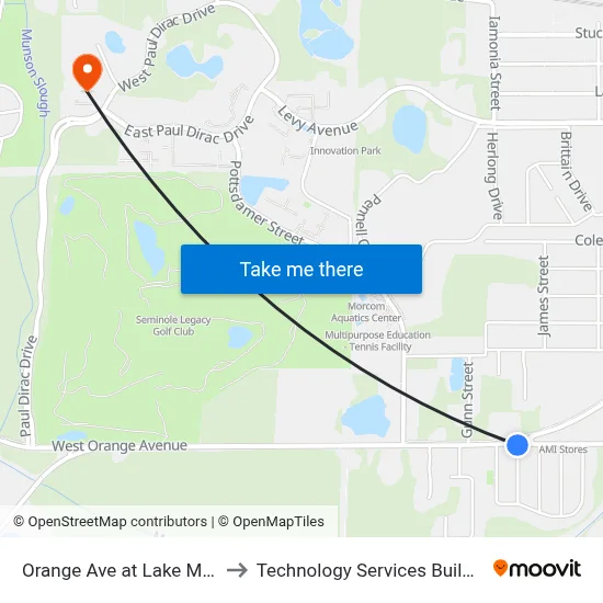 Orange Ave at Lake Mary St Eb to Technology Services Building (Elbit) map