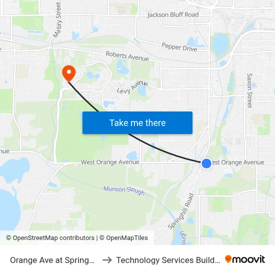 Orange Ave at Springhill Rd Eb to Technology Services Building (Elbit) map