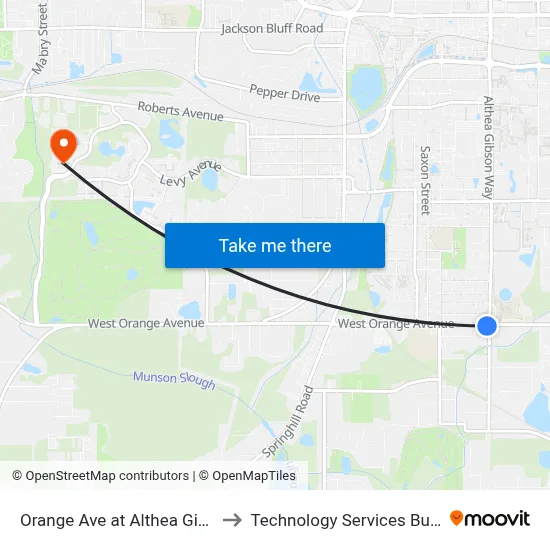 Orange Ave at Althea Gibson Way Eb to Technology Services Building (Elbit) map