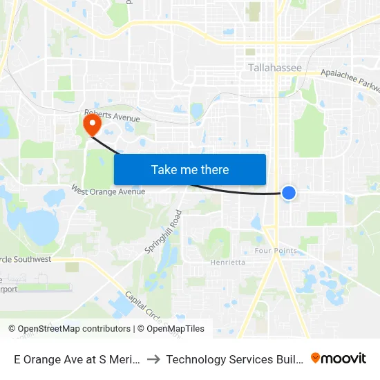 E Orange Ave at S Meridian St Eb to Technology Services Building (Elbit) map