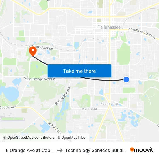E Orange Ave at Coble Dr Eb to Technology Services Building (Elbit) map