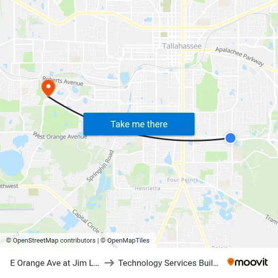 E Orange Ave at Jim Lee Rd Eb to Technology Services Building (Elbit) map