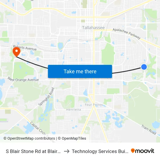 S Blair Stone Rd at Blairstone Ct Sb to Technology Services Building (Elbit) map