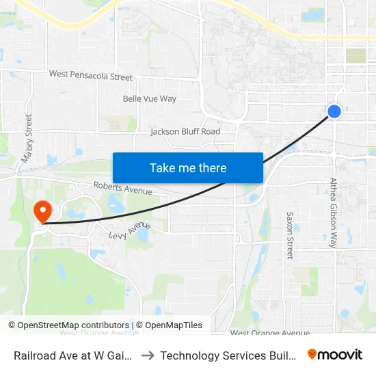 Railroad Ave at W Gaines St Sb to Technology Services Building (Elbit) map