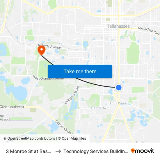 S Monroe St at Bass St Sb to Technology Services Building (Elbit) map
