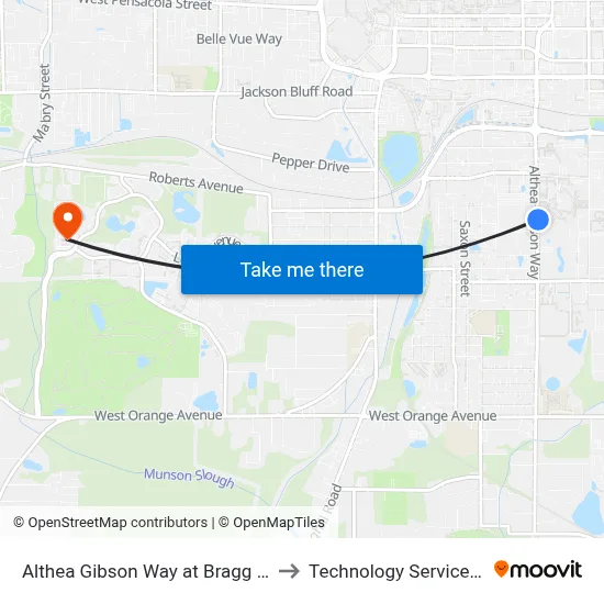 Althea Gibson Way at Bragg Memorial Stadium Nb to Technology Services Building (Elbit) map