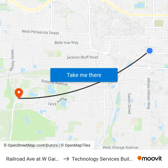 Railroad Ave at W Gaines St Nb to Technology Services Building (Elbit) map