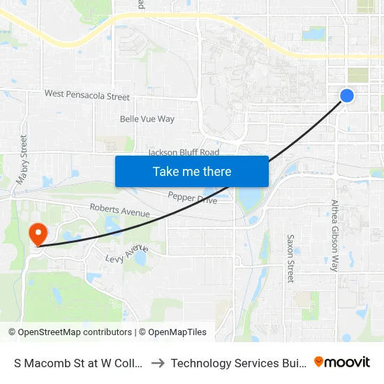 S Macomb St at W College Ave Nb to Technology Services Building (Elbit) map