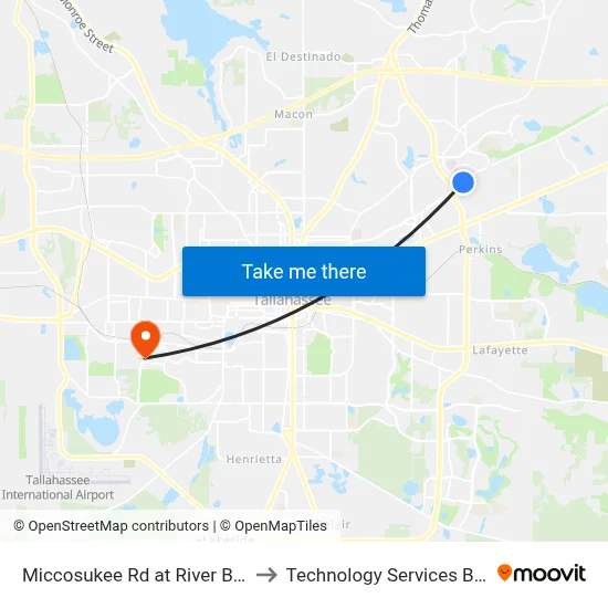 Miccosukee Rd at River Birch Hollow Eb to Technology Services Building (Elbit) map