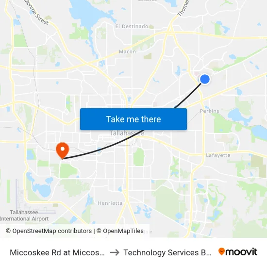 Miccoskee Rd at Miccosukee Loop Eb to Technology Services Building (Elbit) map