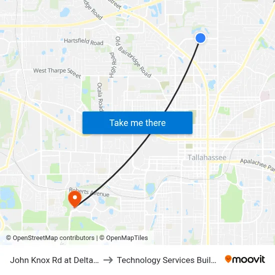 John Knox Rd at Delta Way Wb to Technology Services Building (Elbit) map