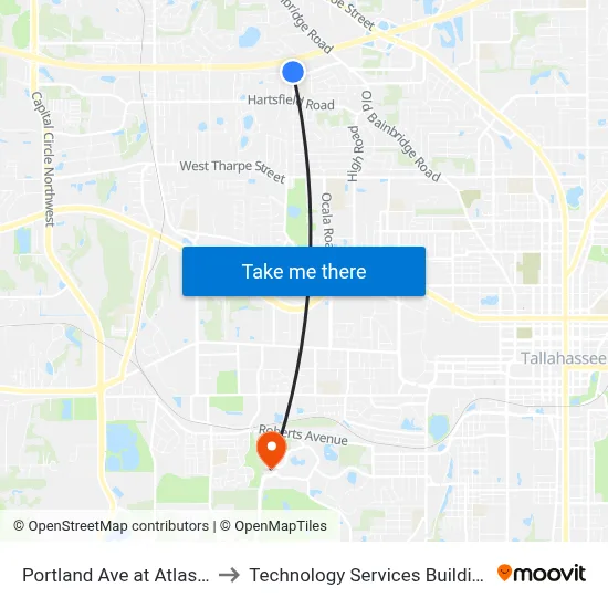 Portland Ave at Atlas Rd Wb to Technology Services Building (Elbit) map