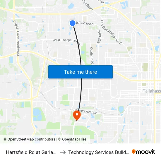 Hartsfield Rd at Garland Ct Wb to Technology Services Building (Elbit) map
