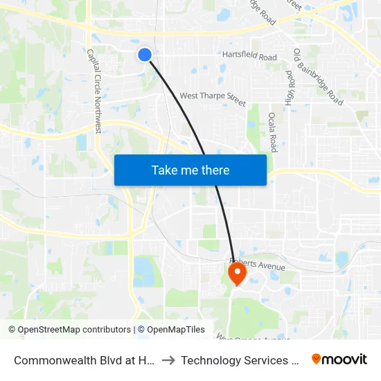 Commonwealth Blvd at Hartsfield Rd Wb to Technology Services Building (Elbit) map