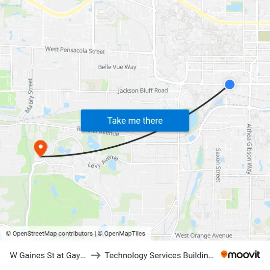 W Gaines St at Gay St Eb to Technology Services Building (Elbit) map