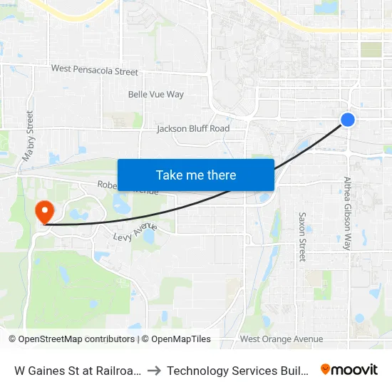 W Gaines St at Railroad Ave Eb to Technology Services Building (Elbit) map