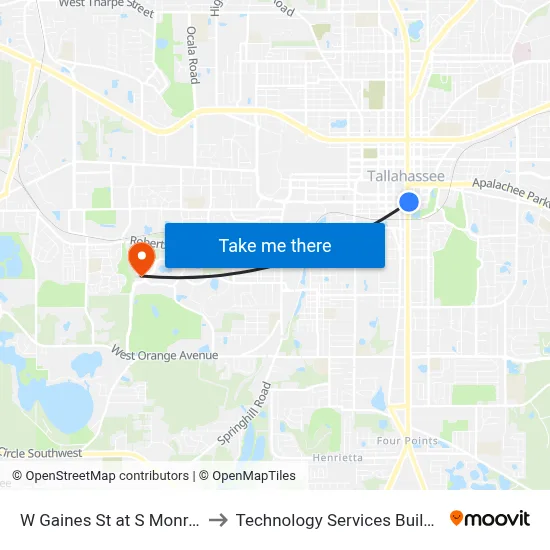 W Gaines St at S Monroe St Wb to Technology Services Building (Elbit) map
