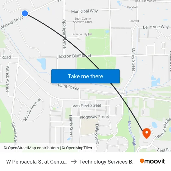 W Pensacola St at Century Park Dr Wb to Technology Services Building (Elbit) map