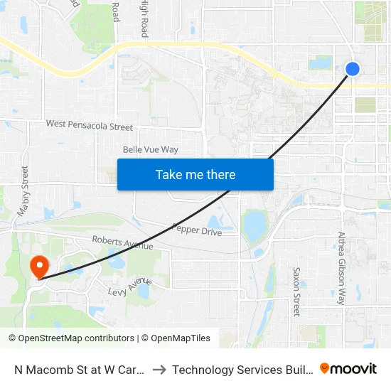 N Macomb St at W Carolina St Sb to Technology Services Building (Elbit) map