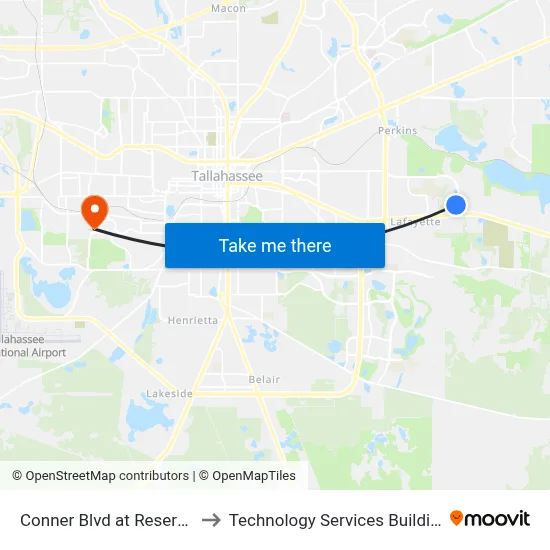 Conner Blvd at Reserve Dr Sb to Technology Services Building (Elbit) map