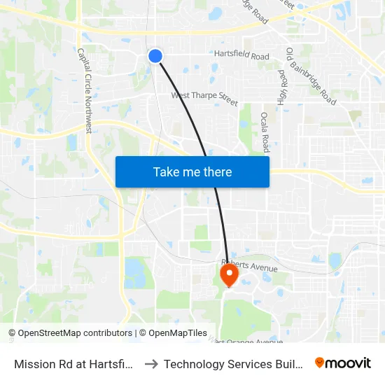 Mission Rd at Hartsfield Rd Nb to Technology Services Building (Elbit) map