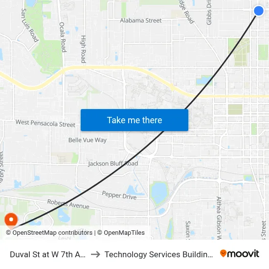 Duval St at W 7th Ave Nb to Technology Services Building (Elbit) map