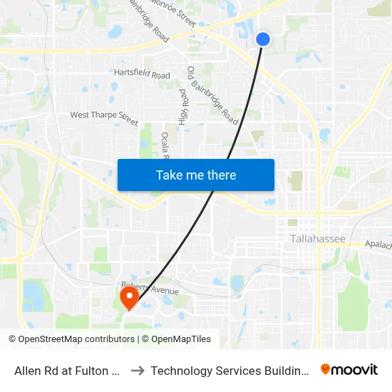 Allen Rd at Fulton Rd Nb to Technology Services Building (Elbit) map