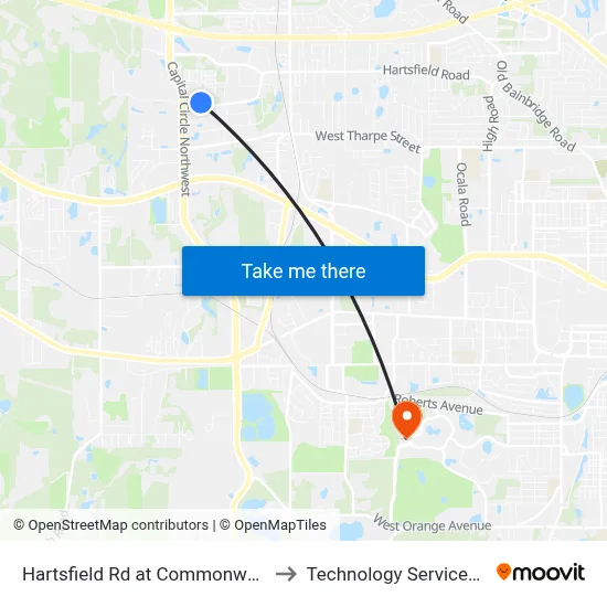 Hartsfield Rd at Commonwealth Business Dr Wb to Technology Services Building (Elbit) map