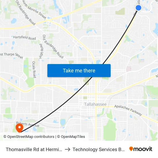 Thomasville Rd at Hermitage Blvd Nb to Technology Services Building (Elbit) map