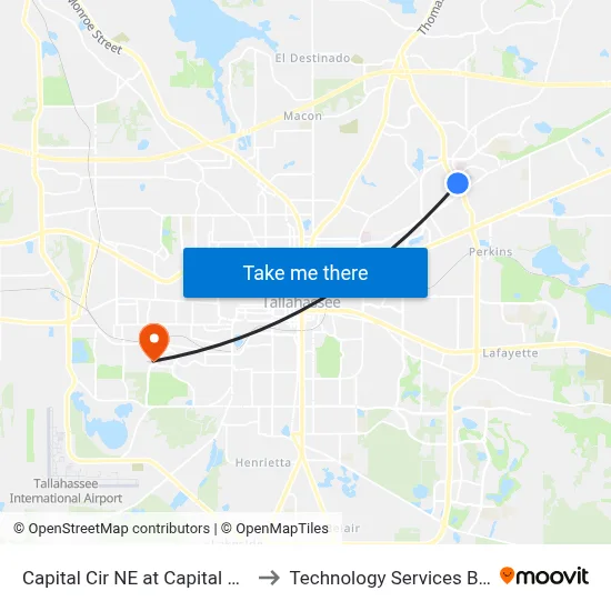 Capital Cir NE at Capital Medical Blvd Sb to Technology Services Building (Elbit) map