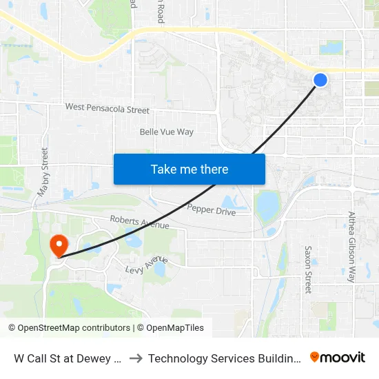 W Call St at Dewey St Wb to Technology Services Building (Elbit) map