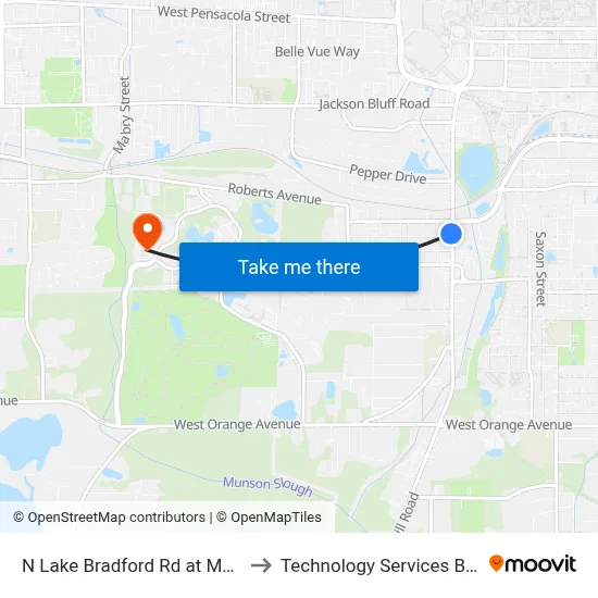 N Lake Bradford Rd at Mccaskill Ave Sb to Technology Services Building (Elbit) map