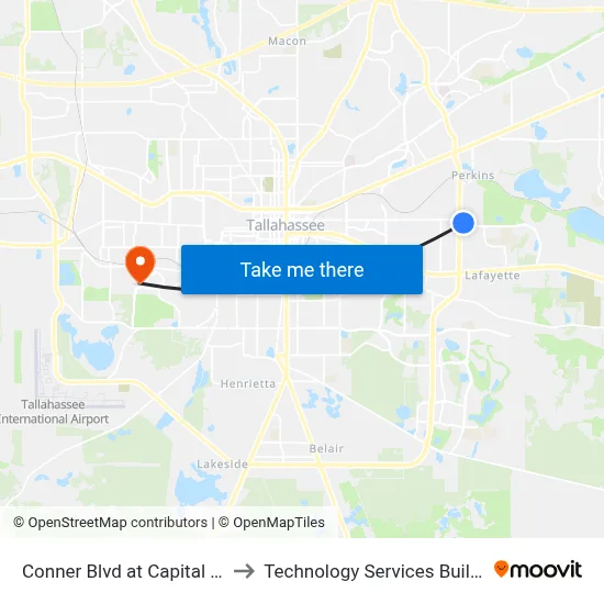 Conner Blvd at Capital Cir NE Wb to Technology Services Building (Elbit) map