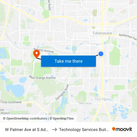 W Palmer Ave at S Adams St Eb to Technology Services Building (Elbit) map