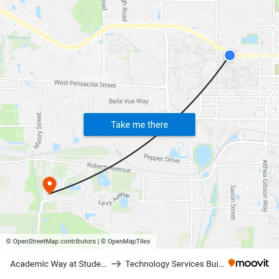 Academic Way at Student Union Eb to Technology Services Building (Elbit) map