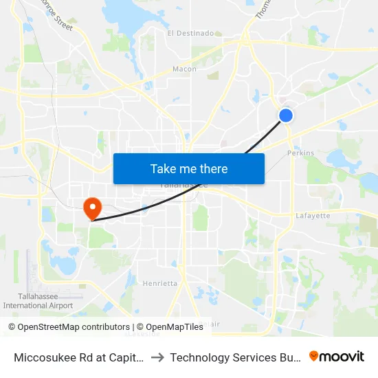 Miccosukee Rd at Capital Cir NE Eb to Technology Services Building (Elbit) map
