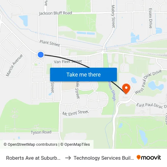 Roberts Ave at Suburban Blvd Wb to Technology Services Building (Elbit) map