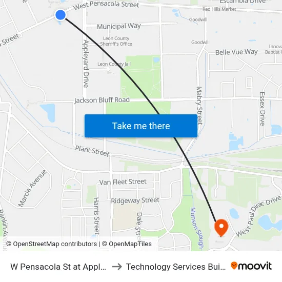 W Pensacola St at Appleyard Dr Eb to Technology Services Building (Elbit) map