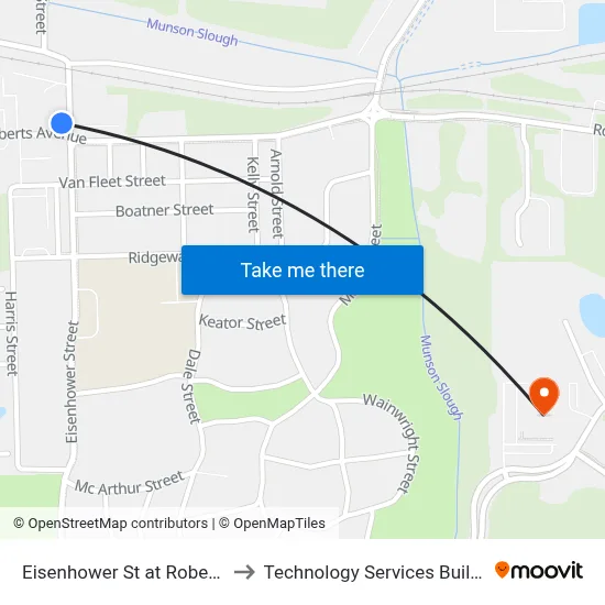 Eisenhower St at Roberts Ave Sb to Technology Services Building (Elbit) map